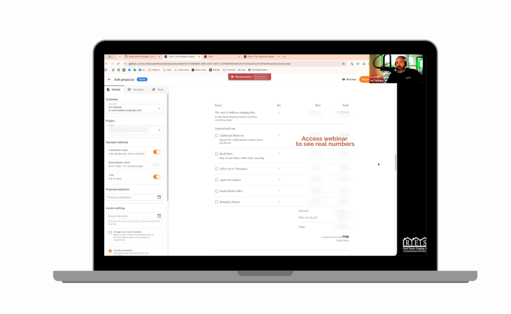 a busy staging company gives a look at their proposal system inside Titus