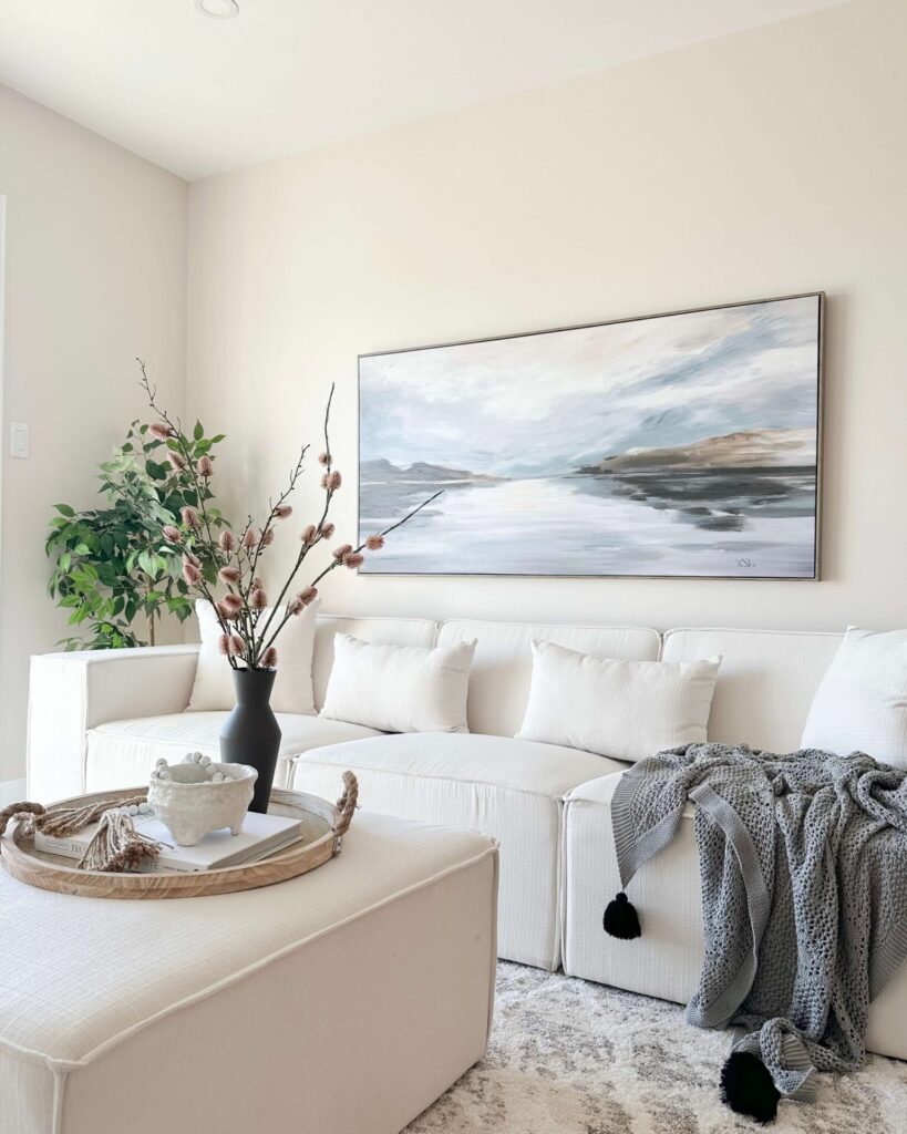 Living room staged by Sarah Waterfield, Creative Director at Modern Home Staging in Prince Edward Island, Canada