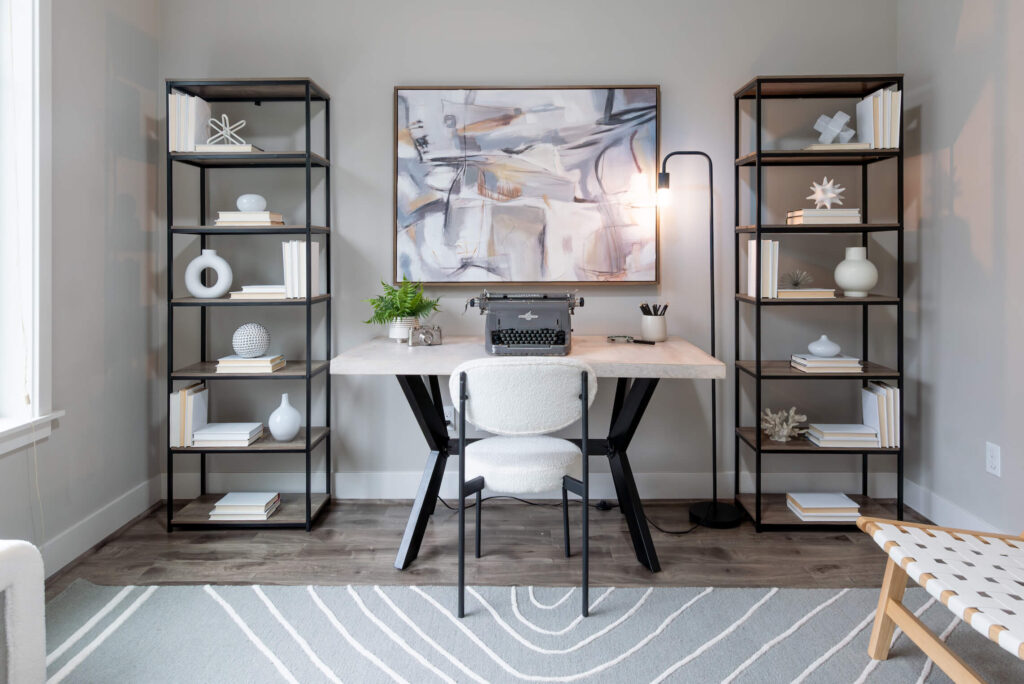Home office space staged by PURE Home Studio