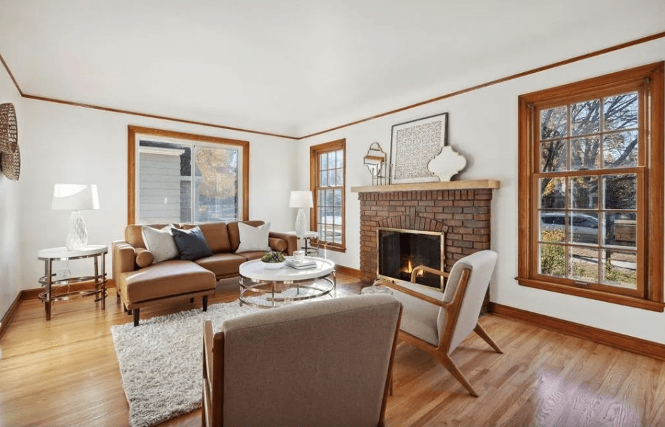 living room staged by five star stagings