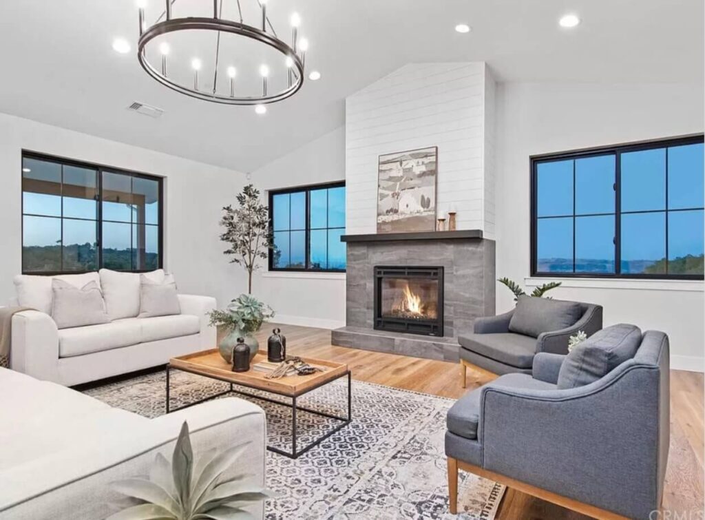 bright family room staged by Acacia Creek Home Staging