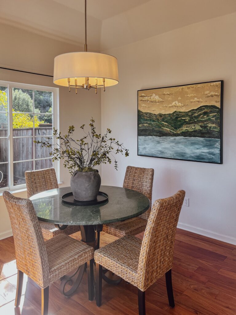 Bay Area dining space professionally staged by Interior Solutions Staging, contributing to a $100K over-asking sale in San Rafael.