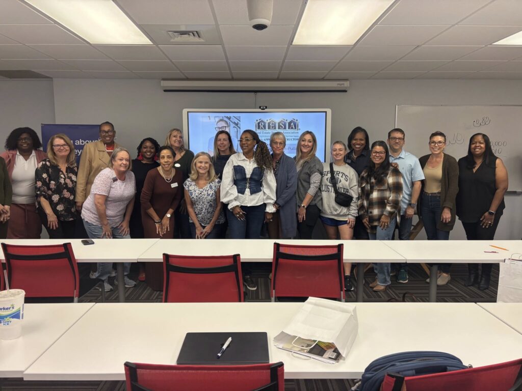 Real estate agents at Keller Williams Savannah attend the RESA® Staging to Sell, What Every Agent Should Know® continuing education class taught by RESA® Approved Instructor Deborah Brown-Pullin of Staging-By Design LLC, where participants earned 3 CE credits and the RESA® Certified Staging Advocate™ designation.